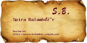 Spira Balambér névjegykártya